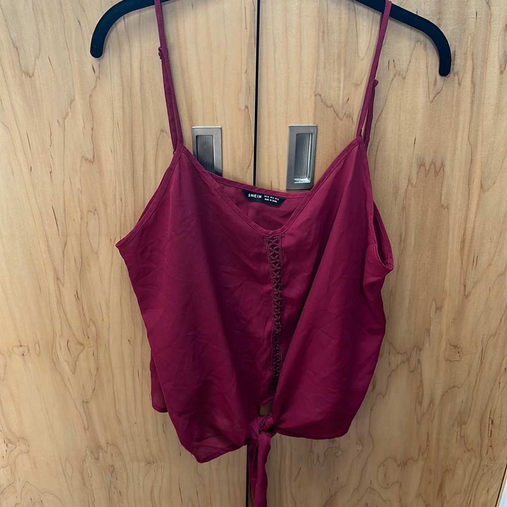 SHEIN Burgundy Tie-Front Cami Top